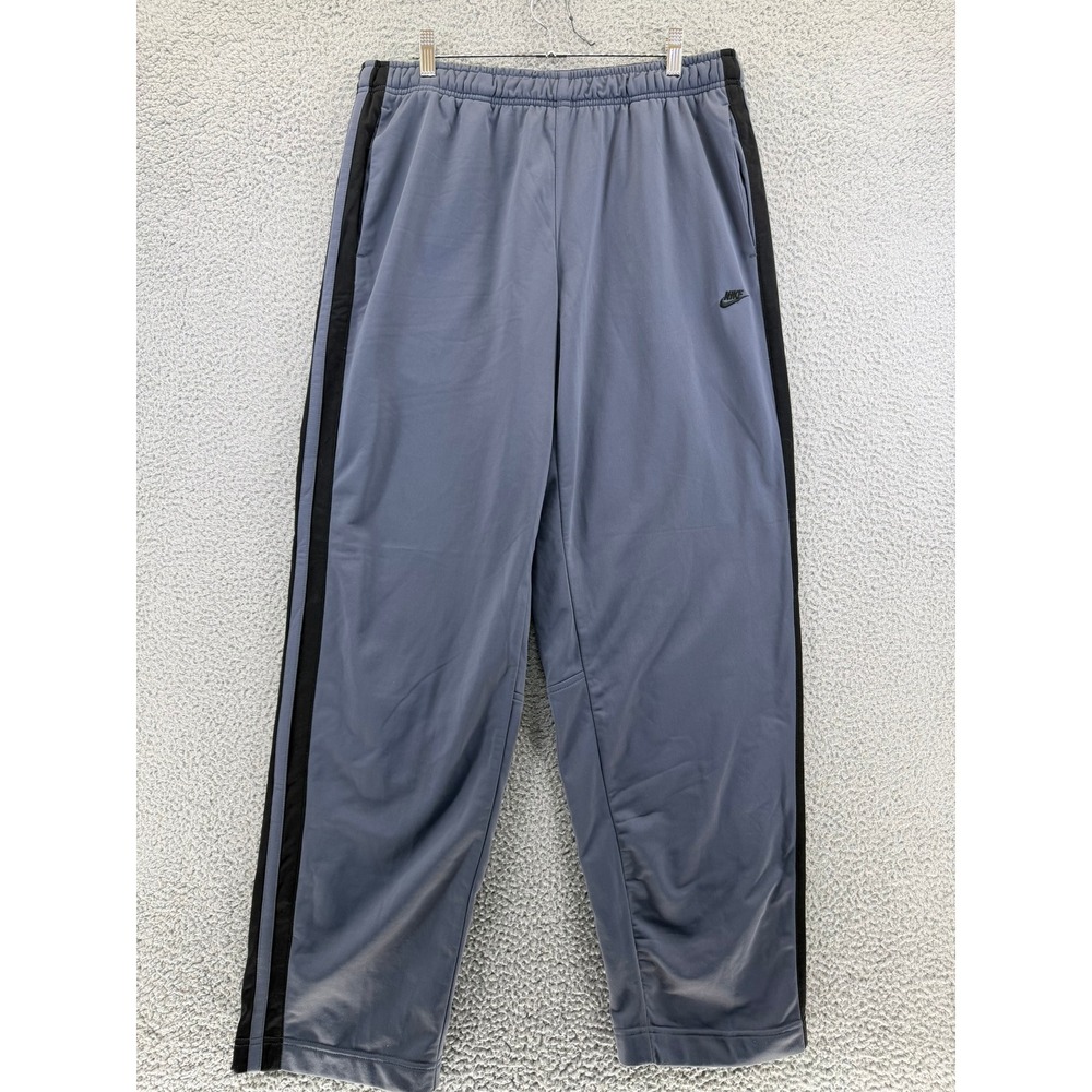 Vintage Y2k Nike Mens Track Pants Gray Black Side Stripe Swoosh Logo Large